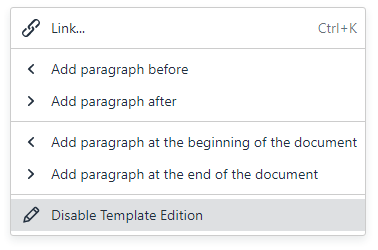 Toggle the Live template editing tool